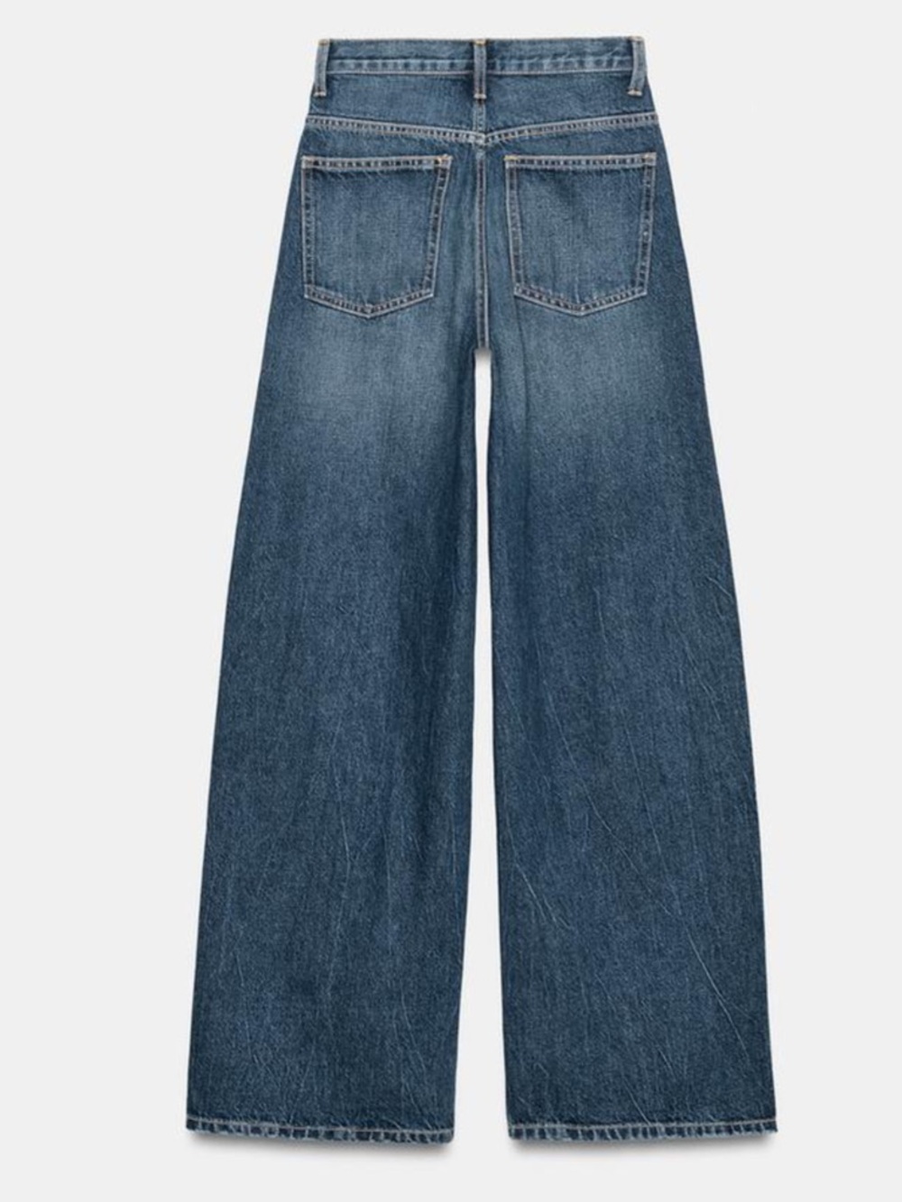 Zara HIGH-WAIST CROSSOVER WAIST WIDE LEG JEANS Size 8 - Picture 2 of 13